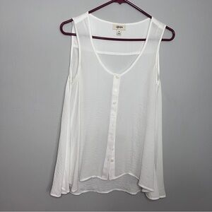 Style & Co. Asymmetrical Scoop Neck Sheer White Top Size XS Like New
